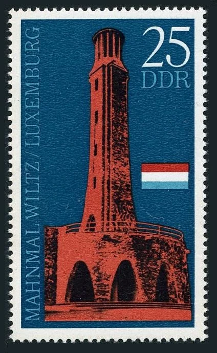 Germany-GDR 1328 two stamps, MNH. Memorial for Nazi victims, Wiltz, Luxembourg. - Image 1 of 1