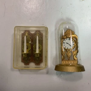 Apliques de pared de latón miniaturas para casa de muñecas Chrysnbon de colección portavelas 1:12, reloj - Imagen 1 de 3