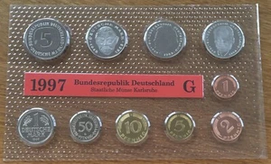 💥➰ Kursmünzensatz Deutsche Mark ☘️ BRD KMS DM 🍄 1997 Prägung "G" Karlsruhe ➰💥 - Bild 1 von 2