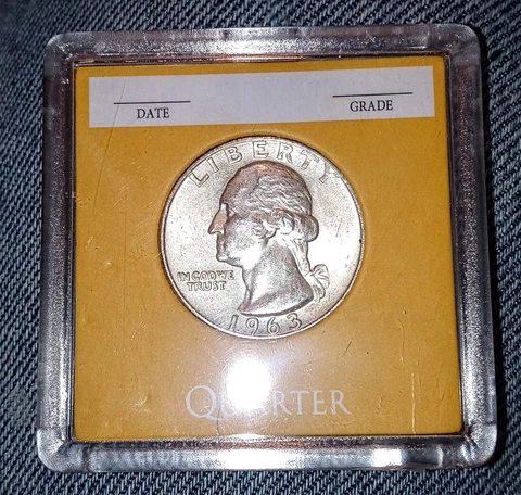 1963 D Washington silver quarter with Re-punch Mint mark Error Cover