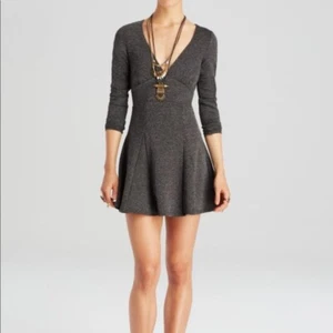 Vestido Free People Gris y Negro Tweed Cerradura Espalda Línea A Ajuste y Acampanado - Imagen 1 de 8
