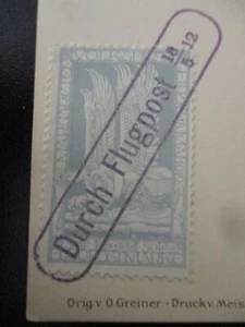 Flugpostmarke auf Postkarte Margareten Volksfest Leipzig 1912 - Bild 1 von 3