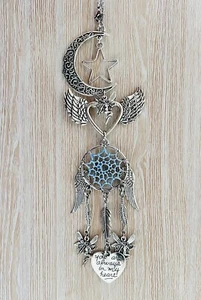 Angel Wings Car Mirror Charm Sympathy Blue Fairy Hanger Dreamcatcher Home Decor - Picture 1 of 6