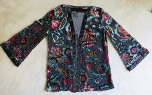 Rayon & Silk Floral Jacket w Beading Draper's & Damon's Petite Small -Runs Large - Picture 1 of 5