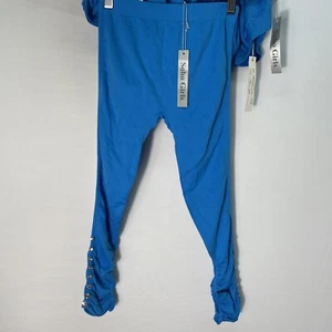 Turquoise Blue Girls Leggings 8 PAIRS NEW NWT Rhinestones One Size Fits all SOHO - Picture 1 of 9