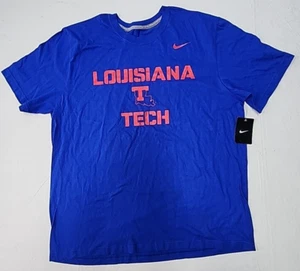 Nike Regular Fit La. Tech Bulldogs T-shirt Size 2XL Blue NWT's - Picture 1 of 5