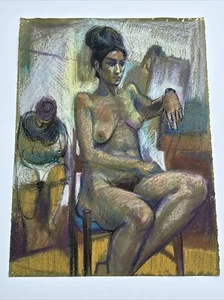 MID CENTURY DRAWING MODERNIST LISTED BILL VOSS EXPRESSIONIST WOMAN NUDE 1960 - Picture 1 of 24