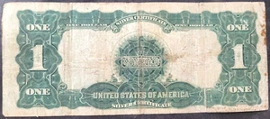 BILLETE DE ERROR 1899 $1 Black Eagle certificado de plata de Estados Unidos reverso fuera del centro raro - Imagen 1 de 2