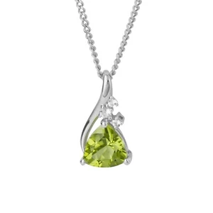 Trillion Perdidot And Topaz Pendant 9ct White Gold 375 Hallmarked British Made - Picture 1 of 3