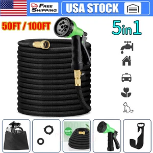 50ft 100ft Expandable Water Hose Spray Nozzle Lightweight Flexible Garden Hose - Picture 1 of 14