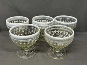 moonstone hobnail champagne sherbert glass opalescent rim set 5 Desert - Picture 1 of 5