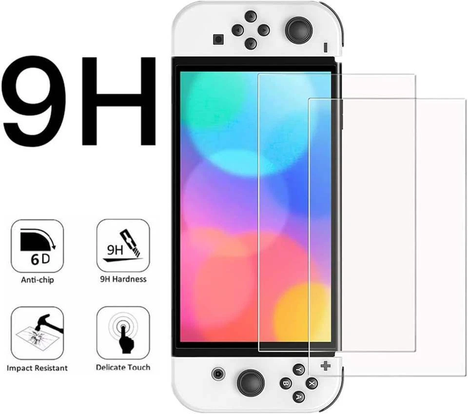 2-Pack New Nintendo Switch OLED 9H Hardness HD Tempered Glass Screen Protector - Image 1 of 4