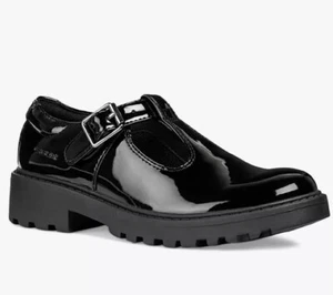 Scarpe scuola Geox J Casey T-Bar da bambina in vernice colore nero - Foto 1 di 4