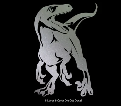 Dinosaurio - Velociraptor rugiente #1 - Período Jurásico - 4-21" de ancho - Calcomanía troquelada Foto 1 de 4