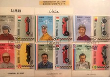 h Piccola serie di 12 francobolli dedicati all'automobilismo