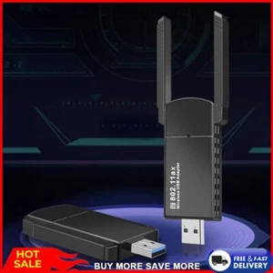 WiFi 6 USB Adapter External Wireless Adapter 1800Mbps For PC Laptop Window - Picture 1 of 12