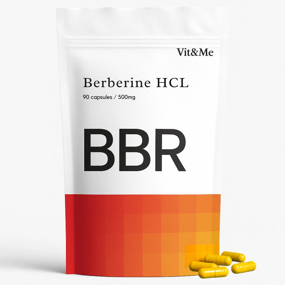 VIT&ME Berberine HCL Capsules - High Strength 98% Berberine HCL - 90 x 500mg Capsules
