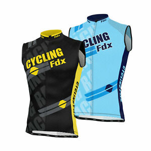 FDX Mens Sleeveless Cycling Jersey Team Racing Cycle Top Breathable Biking Shirt