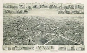 Póster - Reproducción impresa de mapa pictórico vintage de Randolph MA (1892), 4 tamaños - Imagen 1 de 21