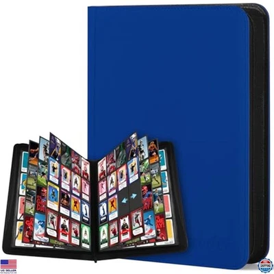 Carpeta de Tarjetas Coleccionables Premium 16 Bolsillos - Capacidad 1000+, Cuero Duradero, Azul Foto 1 de 4