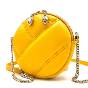 BVLGARI Serpenti Cabochon Quilted Leather Mini Shoulder Crossbody Bag Yellow - Picture 1 of 10