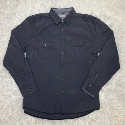 Sovereign Code Mens XL Button-Up Shirt In Dark Gray 2-Front Pocket Epaulet - Image 1 of 4