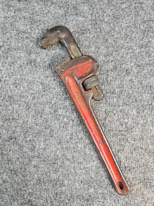 Vtg Heavy Duty Ridgid Straight Pipe Wrench 12" Ridge Tool Co Elyria Ohio USA Red - Picture 1 of 6