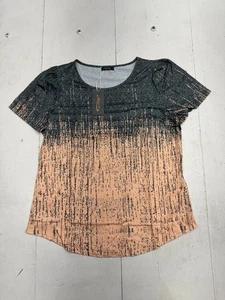 Ofeefan Orange Blue Striped Ombre Short Sleeve T Shirt Womens Size Large - Picture 1 of 6