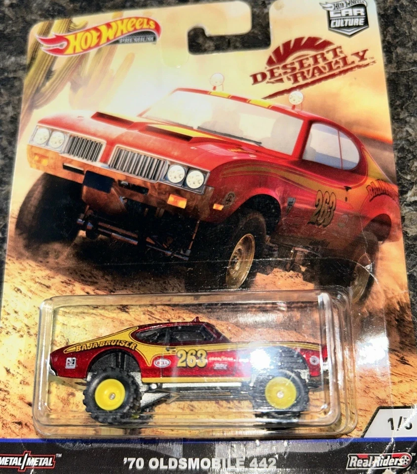 Hot Wheels ‘70 Oldsmobile 442 Desert Rally Car Culture Real Riders - Image 1 of 1