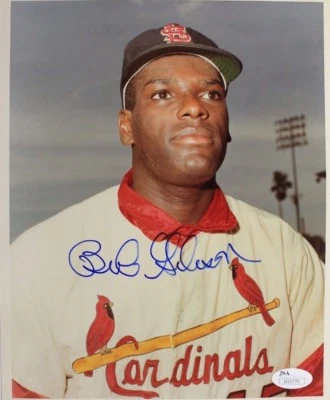 Bob Gibson St Louis Cardinals 2x WS MVP HOF Autograph 8x10 Signed Photo JSA 17F - Image 1 of 4