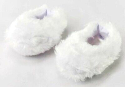 White Fuzzy Slipper Shoes For 14.5 Inch American Girl Wellie Wishers Dolls • 2.44$