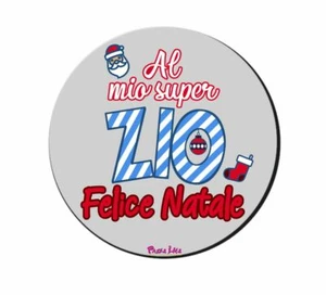 mouse pad tappetino pc rotondo scritta al mio super zio felice natale regalo - Foto 1 di 1