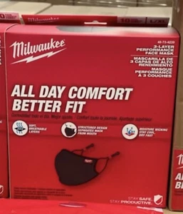 Milwaukee Masks Face Mask 10pk Black 3 Layer ( 10 Total ) L/XL - Picture 1 of 1