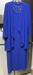 ONYX Nite By Wendy’s Chaitin Size 18 2 Piece Long Dress Blue with  Jacket USA - Picture 1 of 9