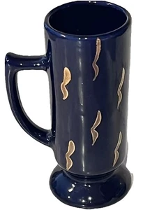 Tazas de café espresso Caffe D’oro azul cobalto detalles dorados vintage - Imagen 1 de 5