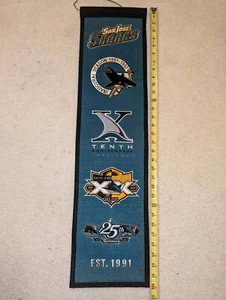 2016 NHL Stadium Series San Jose Sharks 32" cloth felt flag hockey 25th ann. art - Picture 1 of 4
