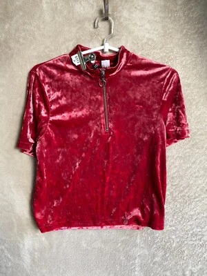 Top informal de terciopelo H&M talla XS rojo manga corta para mujer Foto 1 de 4