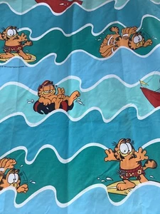 Juego de sábanas dobles Garfield vintage de Stevens para uso en deportes acuáticos o manualidades cortadoras - Imagen 1 de 10
