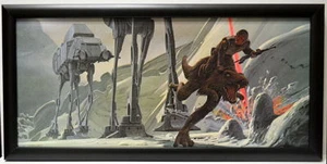 Star Wars ESB LUKE & TAUNTAUN FLEE AT-AT FRAMED CONCEPT PRINT Chiang 1980 Empire - Picture 1 of 2