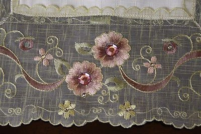 Embroidered Pink Rhinestone Jeweled Lace Dining Placemat Runner Wedding Party - Image 1 of 4