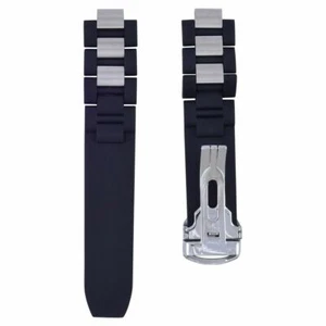 20MM RUBBER SILICONE BAND RUBBER STRAP FOR CARTIER 21 CHRONOSCAPH WATCH CLASP - Picture 1 of 4