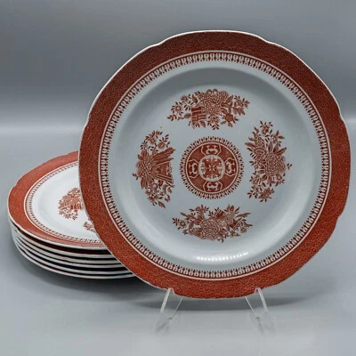 READ- Spode Fitzhugh Red Dinner Plates 10 1/4" - Set of 7 - FREE USA SHIPPING - Image 1 of 4
