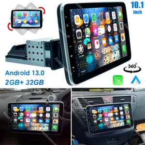 1 DIN 10.1'' Car Stereo Radio Rotatable Android 13 Touch Screen GPS Wifi BT RDS - Picture 1 of 15