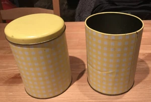 TEA COFFEE & SUGAR TINS 2x YELLOW - Picture 1 of 6