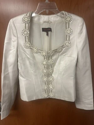 Chaqueta ESCADA Couture Beige Cuentas Lentejuelas Talla 38 con cierre de cremallera en la parte delantera Foto 1 de 4