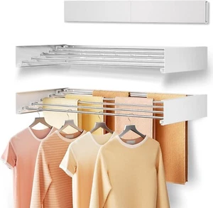 Wall Mounted Clothes Drying Rack 100 CM, Foldable Wall Mount Laundry Rack Foldin - Picture 1 of 7