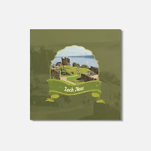 Sottobicchiere quadrato in legno Loch Ness Scozia World Landmark Grunge da viaggio 4" x 4" - Foto 1 di 3