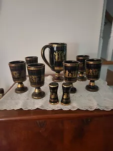Vintage Spyropolous Pitcher 24k trim, 6 Goblets salt and pepper set Muses - Picture 1 of 9