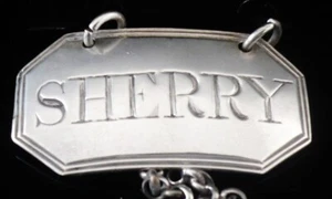 Sterling Silver SHERRY Decanter Label, Thomas Phipps & Edward Robinson c.1800 - Picture 1 of 12