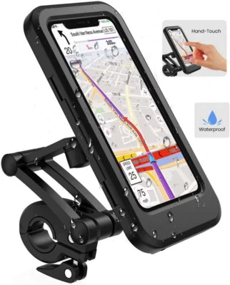 Waterproof Phone Case Mount Holder for Bicycle Bike Motor Handlebar 360 Rotation - Image 1 of 4